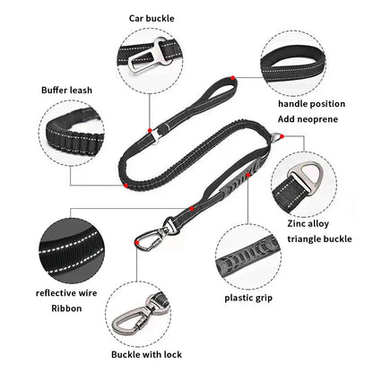 RuffRover 2.0™ Extended Heavy Duty Bungee Leash Safety Belt Buckle